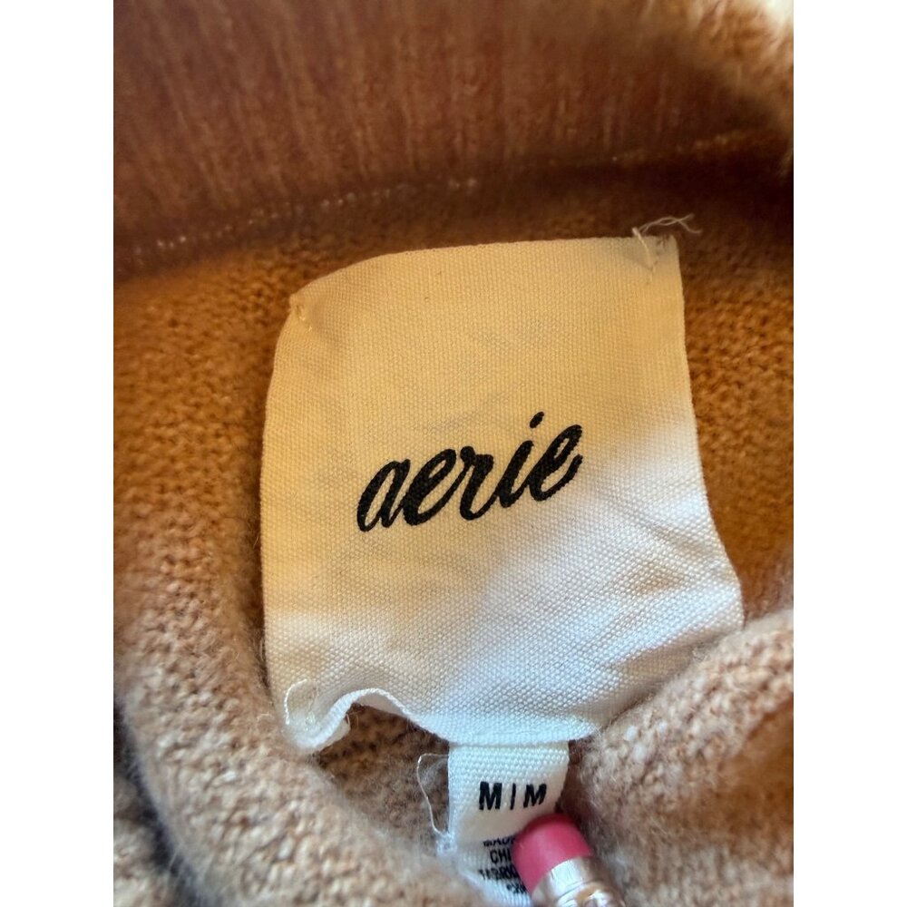 Aerie Tan Slouchy Crewneck Long Sleeve Sweater Size Medium - Picture 5 of 8